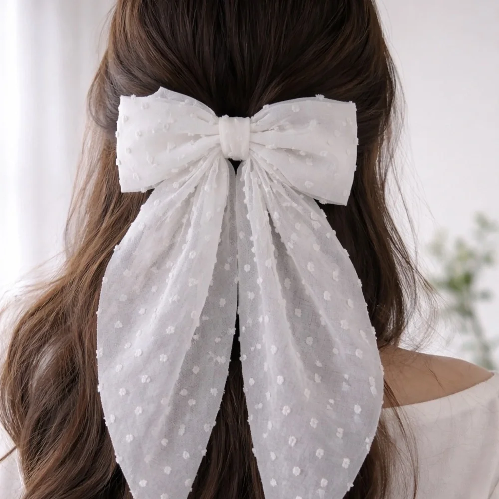 White Polka Dot Bow